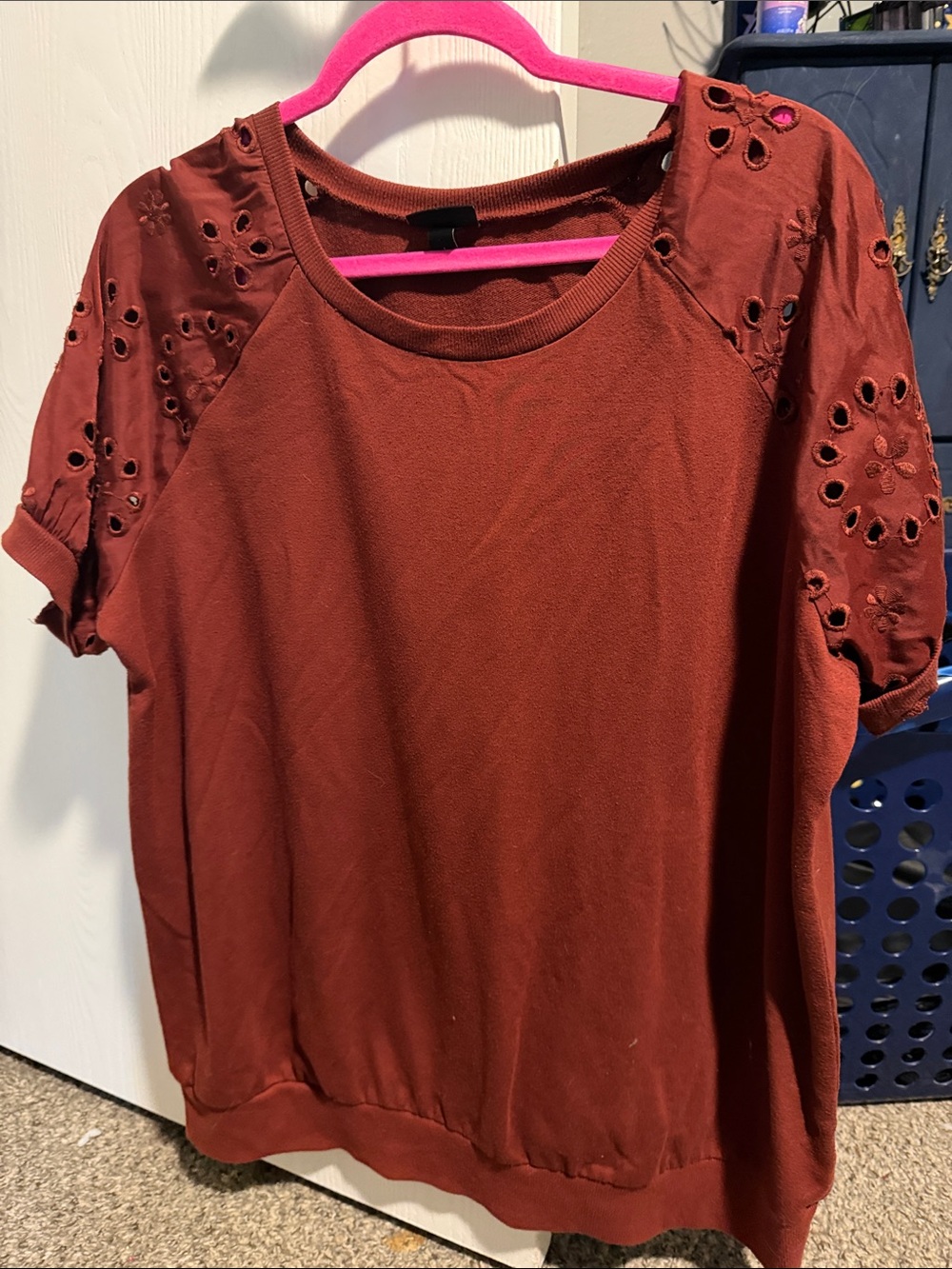 torrid Rust Eyelet Sleeve Pullover Top